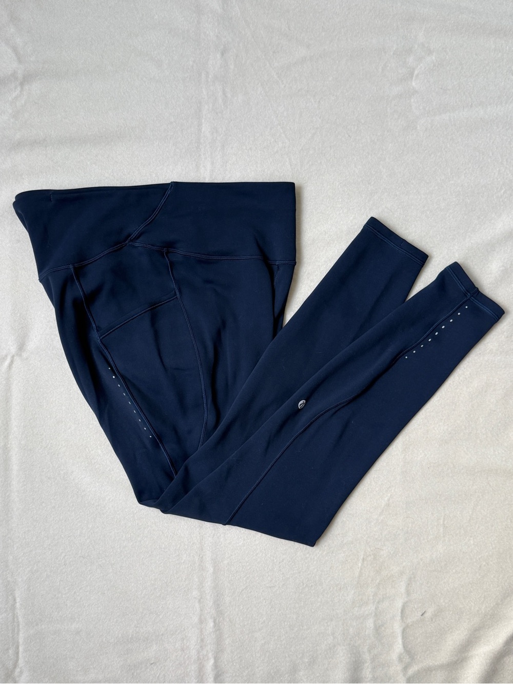 LULULEMON Fast and Free High-Rise Thermal Legging 28" size 8 navy 5 pocket